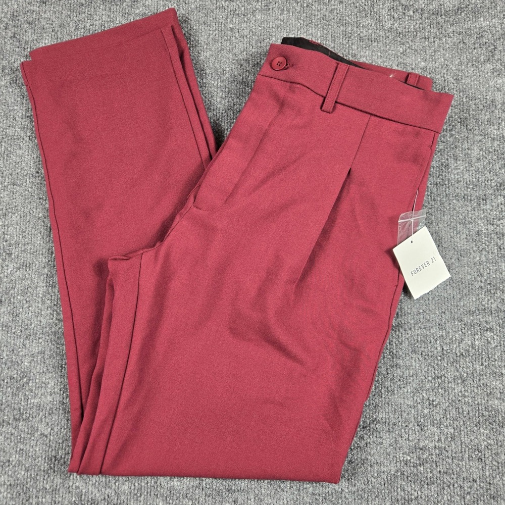Forever 21 Men Burgundy Cargo Dress Pants Size 31 Wine Red Pleated Trousers NWT